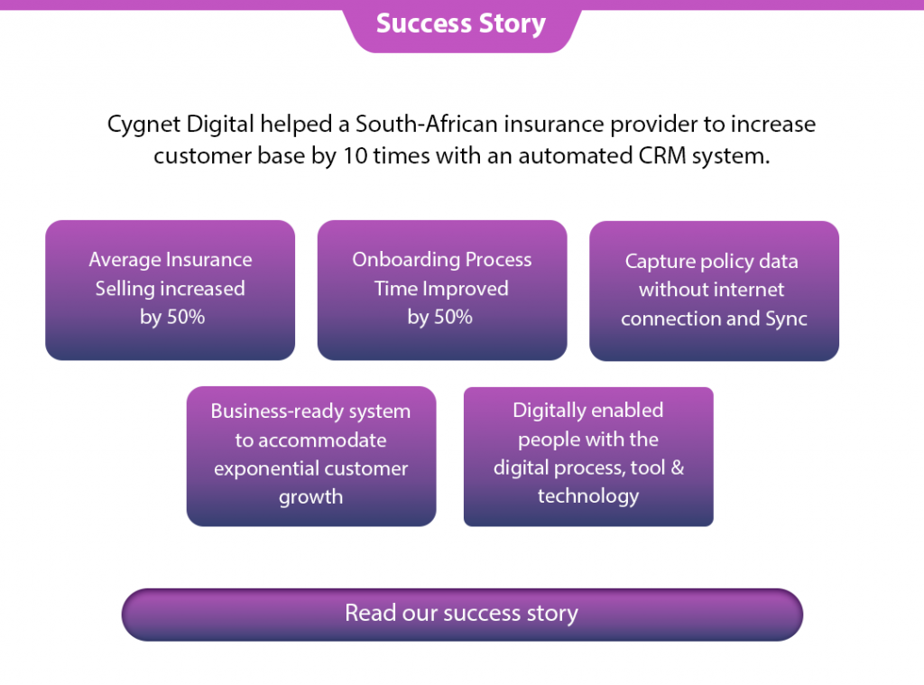 Helped increase customer base by 10 times for a leading South African insurance service provider